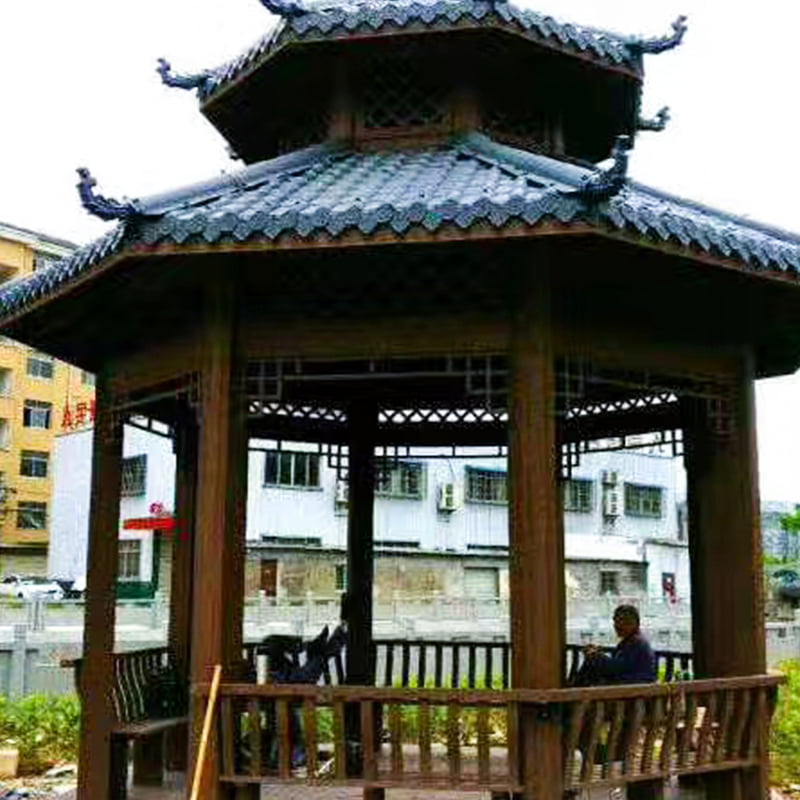 Plastic wood double-layered octagonal pavilion