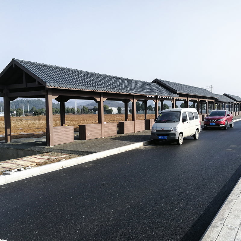 Plastic wood landscape promenade